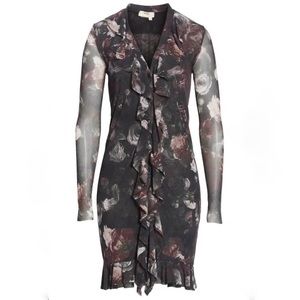 New Fuzzi Floral Print Ruffle Cardigan Size XS